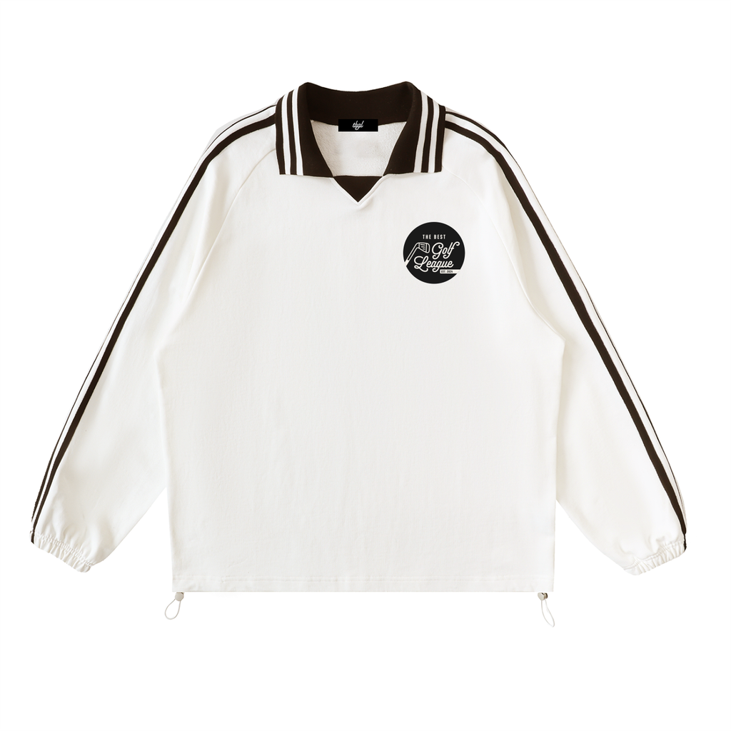 The Best Contrast Striped Lapel Collar Sweatshirt