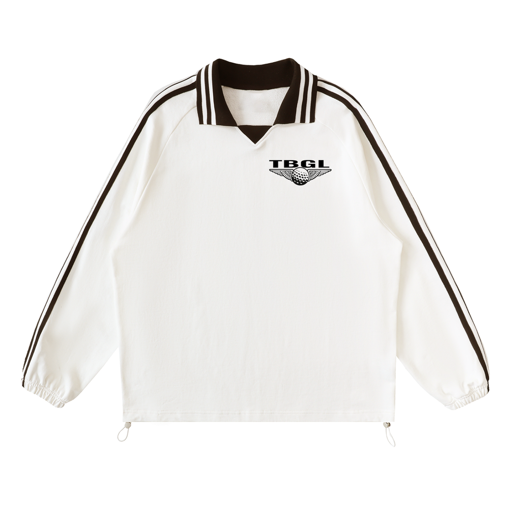 TBGL Contrast Striped Lapel Collar Sweatshirt