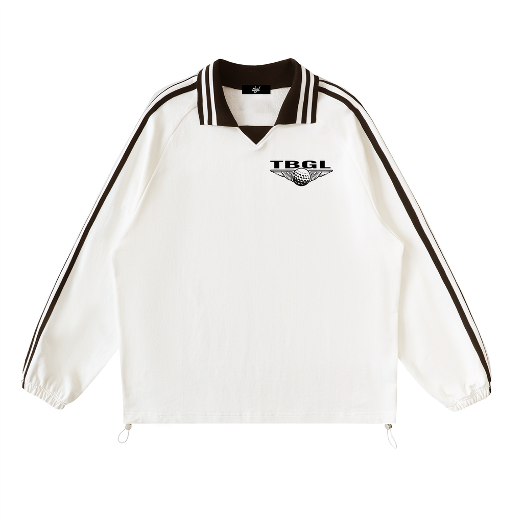 TBGL Contrast Striped Lapel Collar Sweatshirt